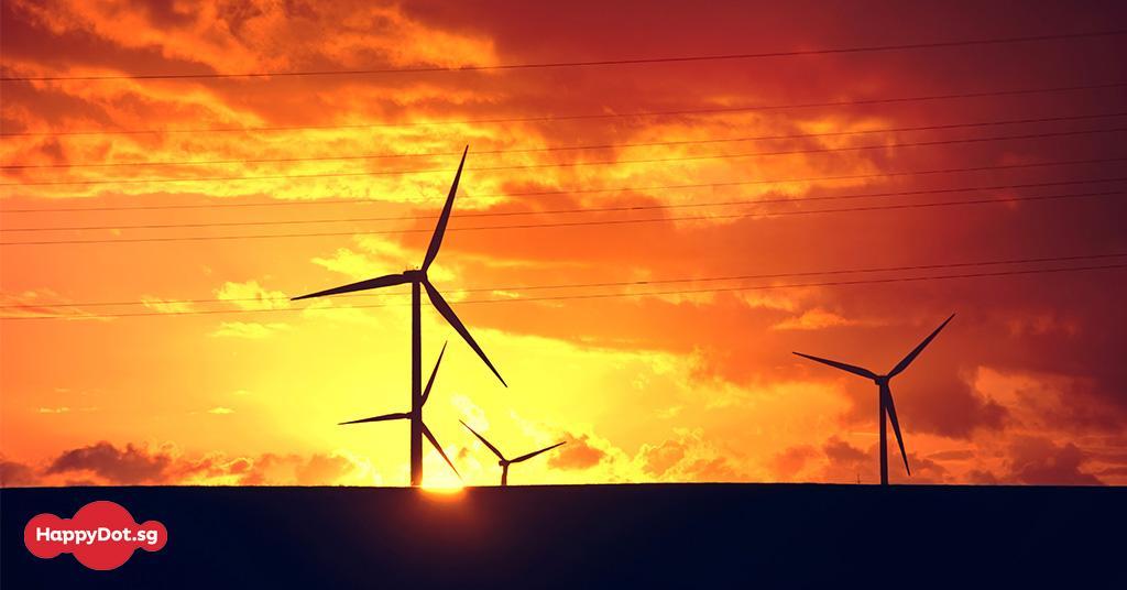 A landscape with windmills depicting global warming